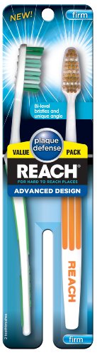 Reach Full head Toothbrush, Firm, Assorted Colors, 2 Count (Pack of 2)