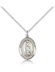 Free Engraving Included Medal- Sterling Silver O/L Our Lady of Guadalupe Pendant 3/4" 8206SS--w/18" Chain & Box Our Lady & Miraculous Holy Virgin Mary Immaculate Conception Central America