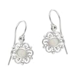 SAVE $4 - Sterling Silver October Birthstone Round Celtic w/ Created Opal Center Drop Earrings $26.00