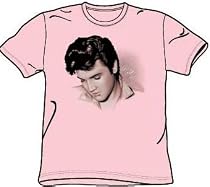 Elvis Presley LOOKING DOWN Adult Pink T-shirt