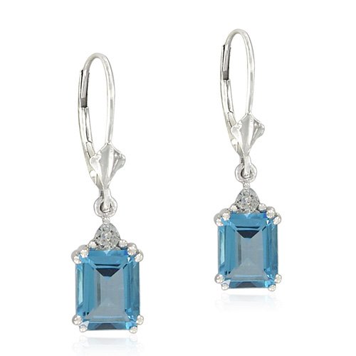 Deal Sterling Silver Emerald-Cut Blue Topaz Dangle Earrings Reviews