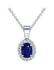 Platinum Cushion Cut Blue Sapphire And Round Diamond Pendant