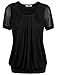 Timeson Tunic Top, Women Front Pleated Short Sleeve Lightweight Knitting Tunic Top Large Black