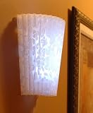 Battery Operated Wall Sconce (No Remote) - Faux Lace Fan Fold White Acrylic Shade