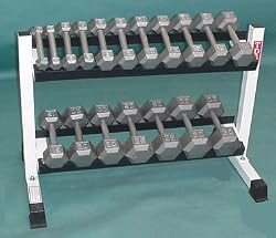 Hex Dumbbell 2-25lb (7 pairs) & Rack