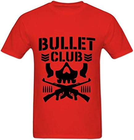 Amoyeah Men's Bullet Club (Black) Printed T Shirts Cotton Graphic Tees XL Red