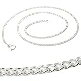 Silberne Panzerkette 38 cm / 2 mm Sterling Silber 925 glänzend