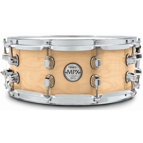 Mapex MPX 13 inch x 06 inch all birch snare drum in natural lacquer finish with chrome hardware