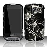 Samsung Transform Ultra M930 Accessory - Black / Silver Vine Flower Butterflies Design Protective Hard Case Cover for Sprint / Boost Mobile