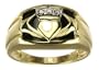 9ct Yellow Gold Gents Onyx and Diamond Set Celtic Claddagh Ring
