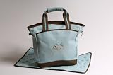 Organic Cotton Canvas Baby Mama Diaper Bag- Aqua