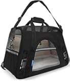 OxGord Airline Approved Pet Carriers w/ Fleece Bed For Dog & Cat - Medium, Soft Sided Kennel - 2016 Newly Designed Model, Onyx Black