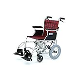 美和商事 ミニポン HTB-12-CR 介助式車いす 標準ブレーキ仕様 チェックレッド 座幅40cm 前座高44.5cm