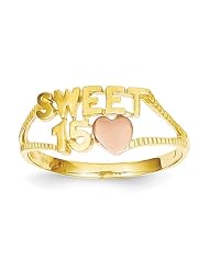 14k White and yellow gold Two tone Sweet 15 Heart Ring
