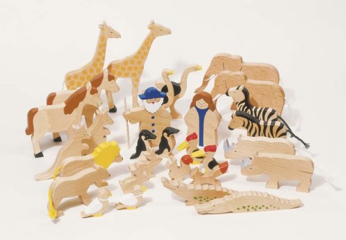 Childrens Toyshop  Toys : Wooden Noah's Ark Figure Set
