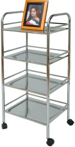 4 Tiers Trolley Cart with Mesh Shevles Comes with 4 Wheels That Are Easy to Remove