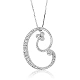 18k White Gold Alphabet Initial C Diamond Pendant Necklace (H-I, SI, 0.15 carat)
