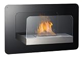 Schulte F1280 91 143 iFlame 100 gerader Wandkamin, H 60 x B 100 x T 22 cm, 3 Brennstellen, Glas schwarz lackiert