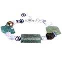 Handmade Pearl, Quartz Crystal & Green Aventurine Bracelet With Sterling Silver Clasp