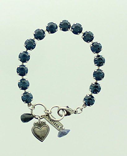 Mariana Jewelry, Mariana Bracelet, Silver Bracelet, Dark Blue Swarovski Crystals.Crystal Bracelet with Multi Color Crystals. Hand Cut Gem Stones with Crystals, Fabric Beads And/or Swarovski Crystals.