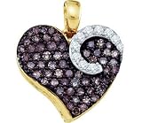 Chocolate Brown Diamond Heart Pendant 10k Yellow Gold Charm (0.75 CT)