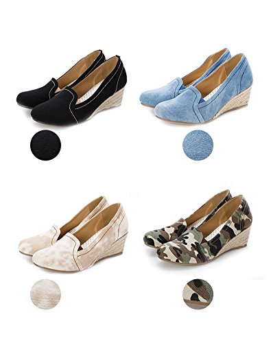 美脚効果 スリッポン パンプス ウェッジソール エスパドリーユ ジュートウェッジパンプス スリッポンパンプス (22.5cm-24.5cm / 4color)