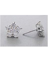 Diamond Flower Stud Earrings 18k White Gold