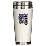 IMAGE OF Ceramic Travel Drink Mug American Steel Eagle US Flag and Motorcycle