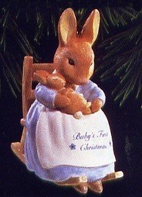 Hallmark 1996 Fine Porcelain Ornament - Baby's First Christmas, Beatrix Potter, Peter Rabbit, Rocker