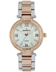 Peugeot Womens 7084TTR Two-tone Crystal T-bar Watch