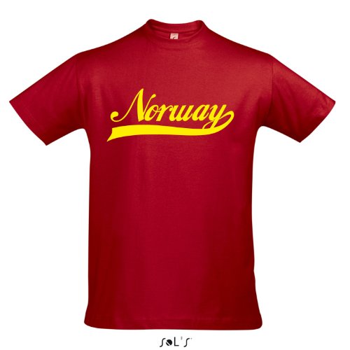 T-Shirt – Norway Oldschool Norwegen LÄNDERSHIRT EM / WM FAN Trikot S-XXL , Red – gelb , M