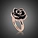 Fashion Plaza Christmas Gift Rose Gold Base Black Flower Ring R340