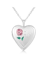 Hand Engraved Love Heart Locket Pendant Necklace Sterling Silver