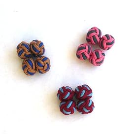 3pack Silk Knot Cufflinks - Wine Carmel Pink