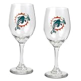 Miami Dolphins NFL 2pc Wine Glass Set - Primary Logo