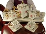 Pink Rose Miniature Porcelain Fine China Doll Tea Set Fits American Girl Dolls