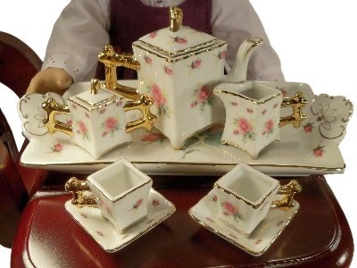 Pink Rose Miniature Porcelain Fine China Doll Tea Set Fits American Girl Dolls Pink Rose Miniature Porcelain Fine China Doll Tea Set Fits American Girl Dolls