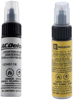 Genuine GM & ACDelco Touch Up Paint Yellow 45U WA300N & Clear Top Coat Two 0.5oz Bottle Kit