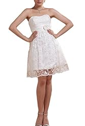 A-line Strapless Lace Satin Wedding Dress 