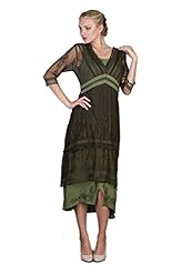 V-neck Embroidered Vintage Lace Tea Length Cotton/Rayon/Tulle  Dress