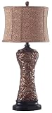 Kenroy Fiji Table Lamp with a Silver Gilt Finish and a Gold Print Shade