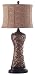 Kenroy Fiji Table Lamp with a Silver Gilt Finish and a Gold Print Shade