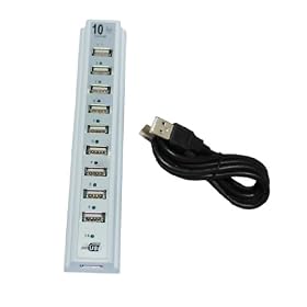 10 Ports Hi-Speed Lightweight Streamline Ultra Slim USB 2.0/1.1 Hub