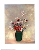 Professionally Framed Odilon Redon (Large Green Vase) Art Poster Print - 22x28 with RichAndFramous Black Wood Frame