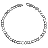 14 Karat White Gold Double Loop Charm Bracelet (7.5 inch)
