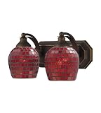 2 Light Vanity In Aged Bronze And Copper Mosaic Glass