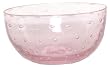Hand Blown Glass with Rose Pink Bubbles Small Bowl 3"H Set of Two