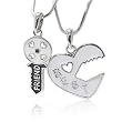 White Silver tone Best Friend Two Pendants Necklace Fashion Jewelry -- 2 Necklaces