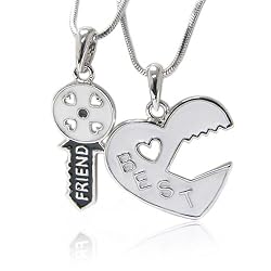 White Silver tone Best Friend Two Pendants Necklace Fashion Jewelry -- 2 Necklaces