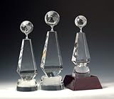 IMAGE OF Crystal Tipped Globe Monument with Faceted Circle Crystal Award - Small